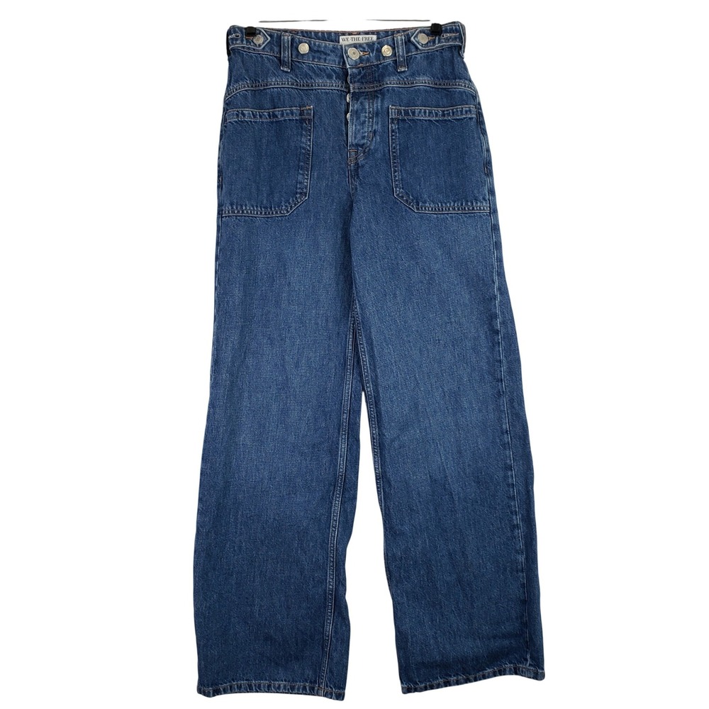We The Free Wide Leg Jeans Women 25 Blue High Rise Boho Utility